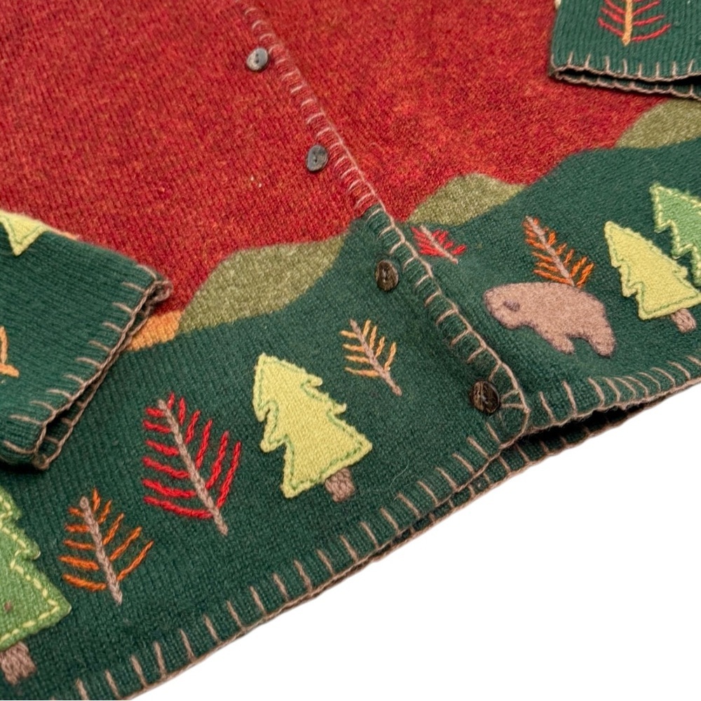 Northern Isles Maroon Wool Forest Cardigan Cozy Grandmacore Size XL - Picture 3 of 4